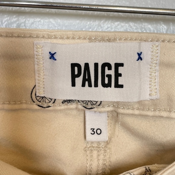 Paige Kylie Cropped Bicycle Print Cruiser Skinny Jeans Taupe Size 30 - Picture 14 of 16